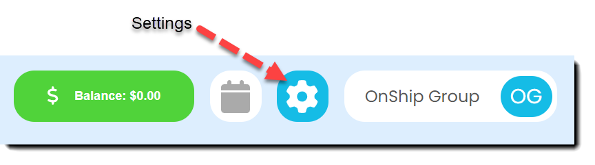 Settings button location